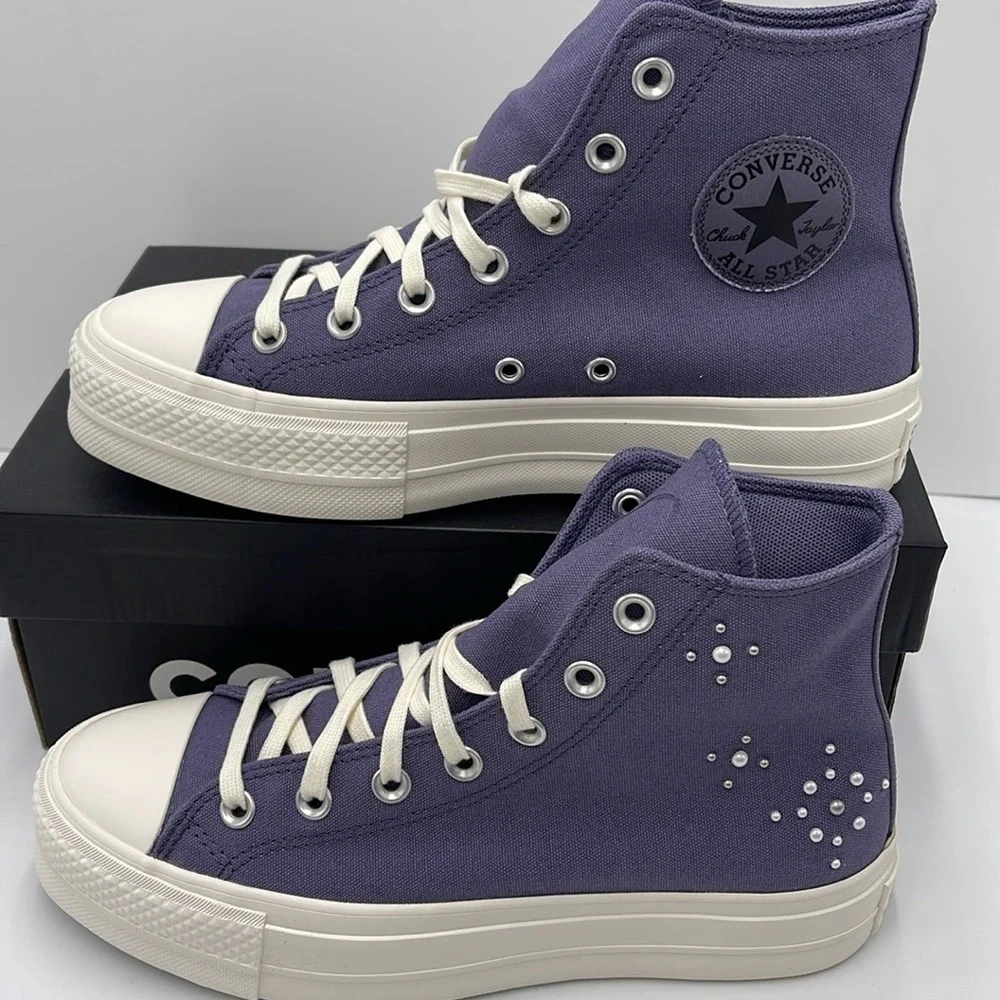Converse WMNS А12513С CTAS LIFT HI LAVENDER ASH/EGRET/BLACK Platforms Sneakers